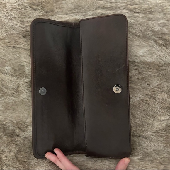 Authentic YSL Calf Hair Brown Leather Clutch Bag Yves Saint Laurent - Picture 8 of 15